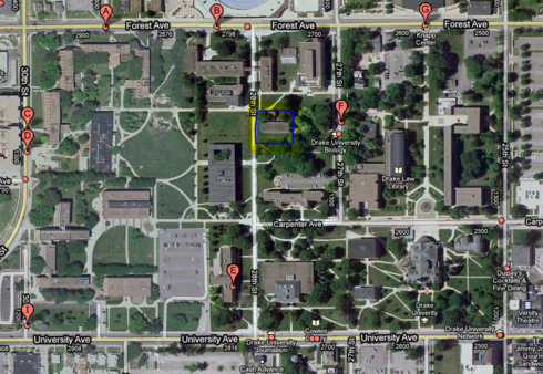 google map view of Medbury Hall